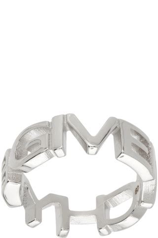 Givenchy: Silver Letters Ring 